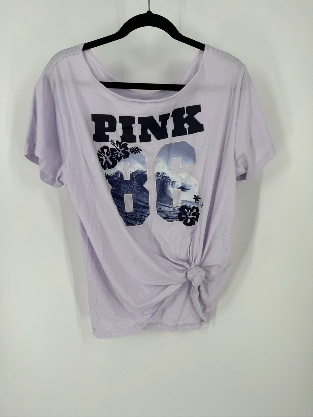 PINK Victoria's Secret Light Lavender Graphic Knot Tee